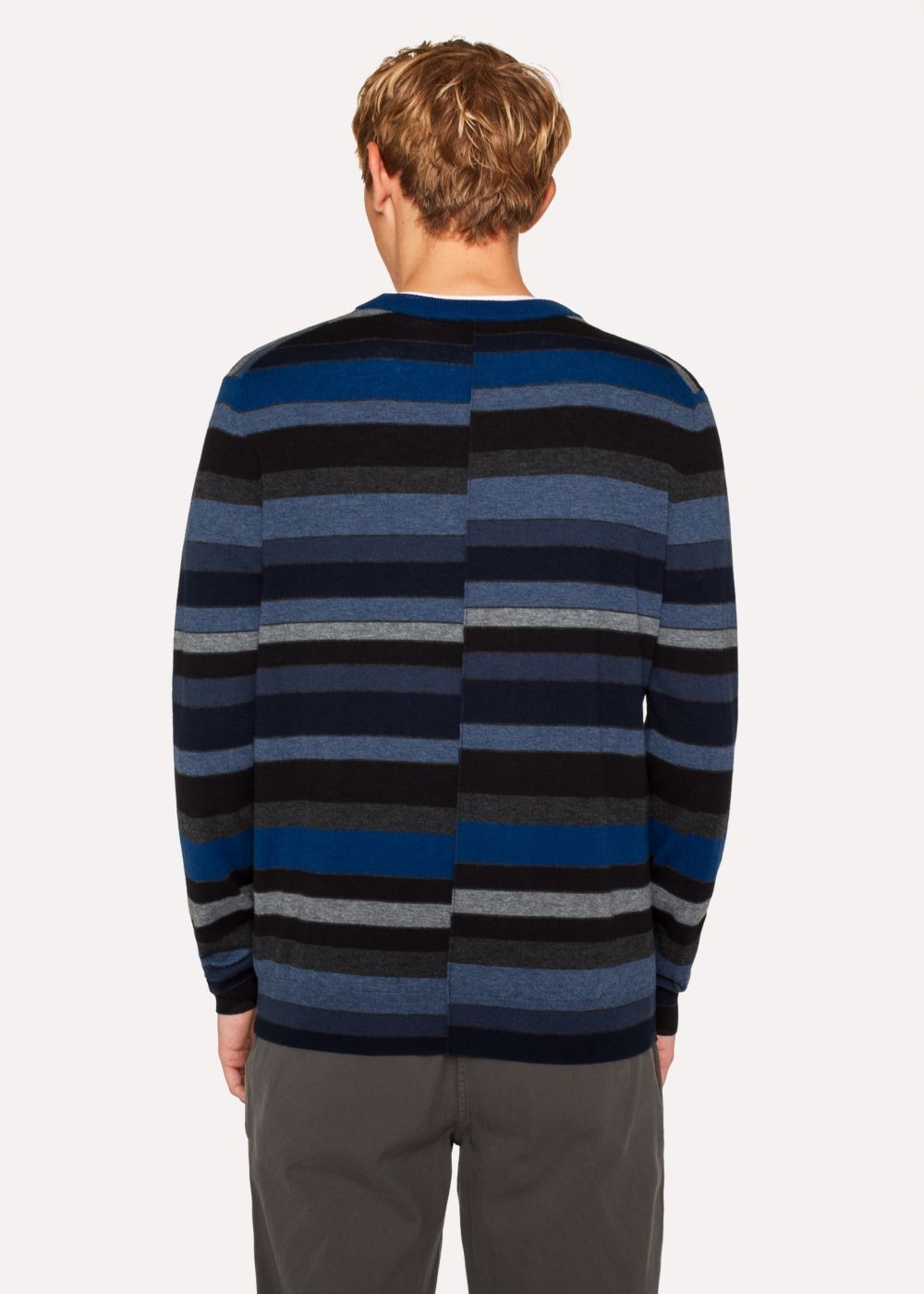 Paul Smith Men's Navy Wool Sweater With Multi-Coloured Stripes