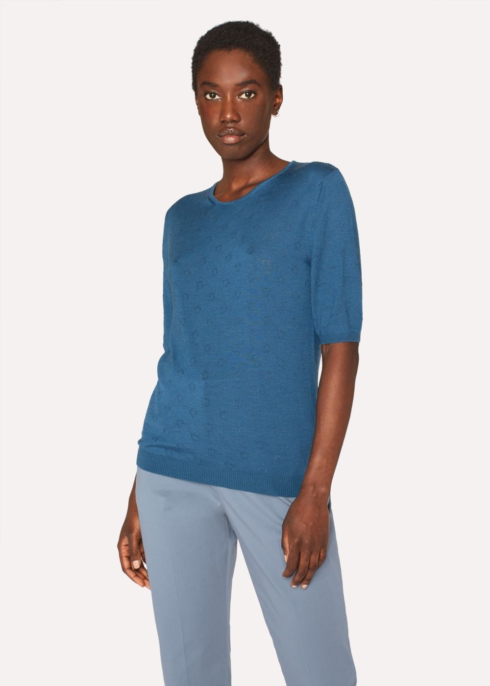 Paul Smith Women's Petrol Merino Wool And Silk-Blend Knitted Shirt