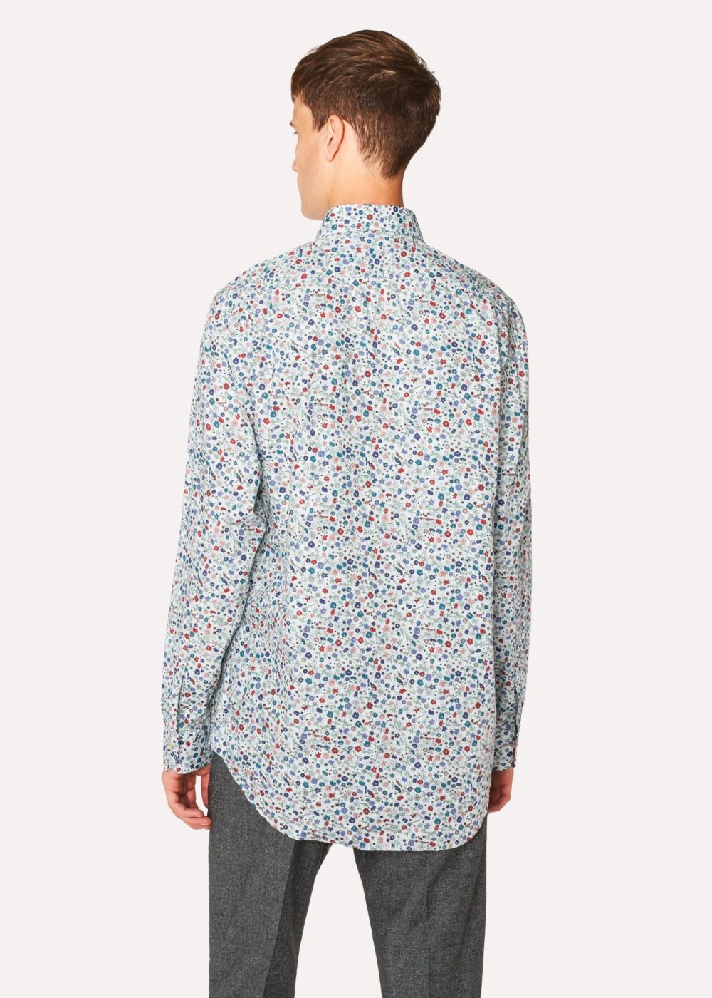 Paul Smith Mens's Classic-Fit 'music Floral' Print Tshirt With 'artist Stripe' Cuff Lining