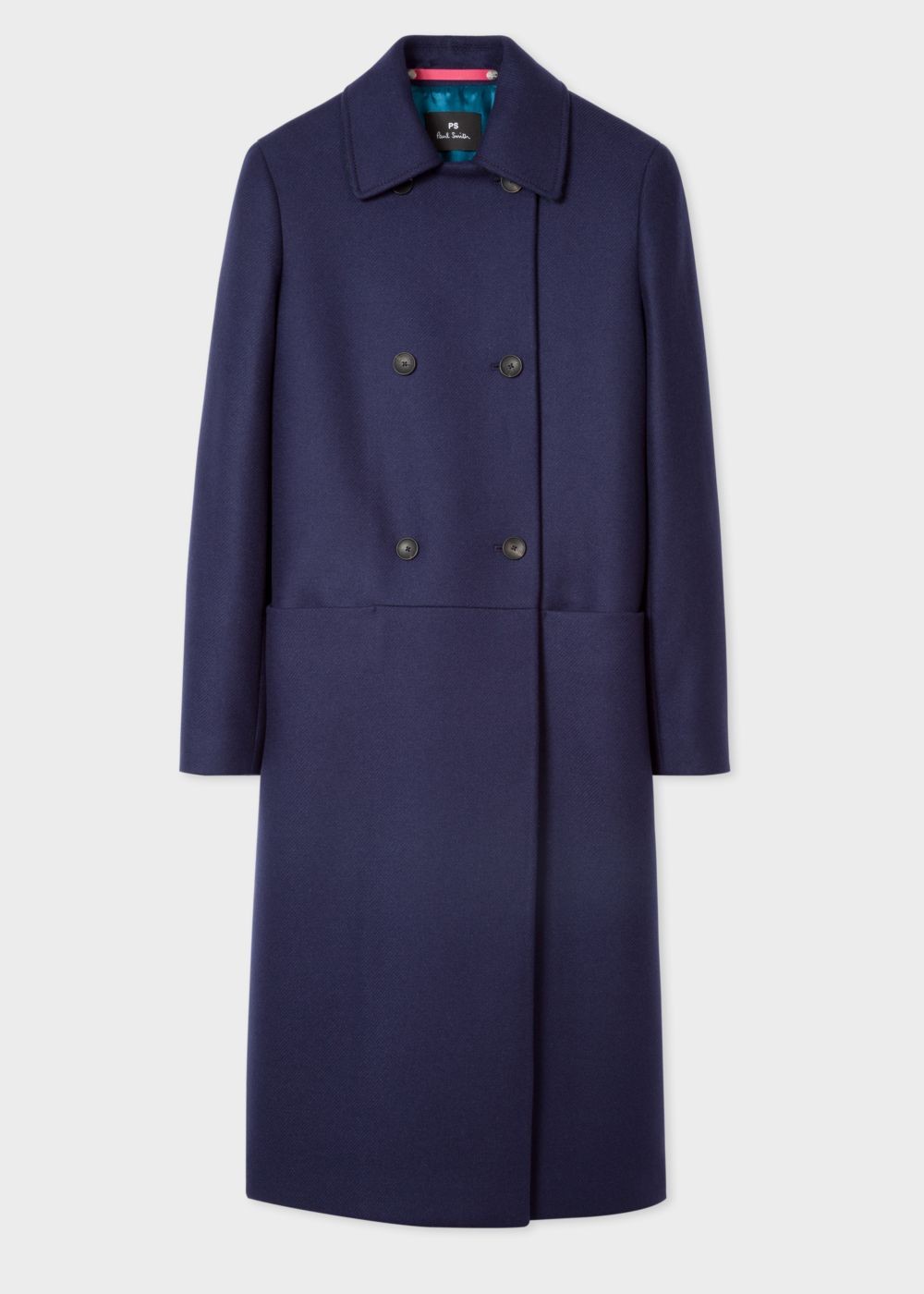 Paul Smith Womens's Navy Double-Breasted Wool-Cashmere OverCoat