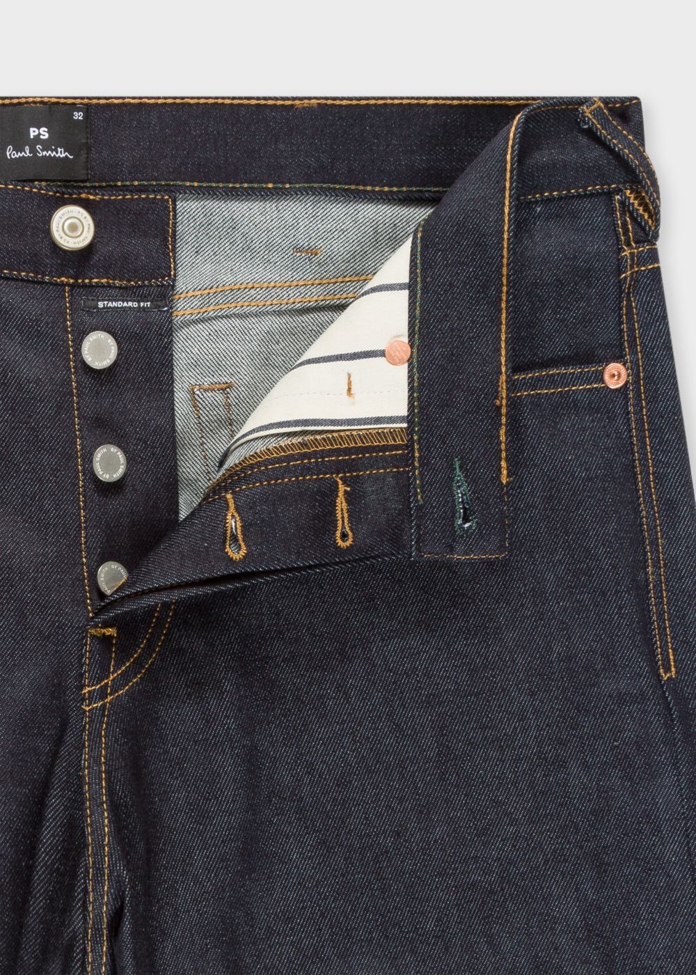 Paul Smith Men's Standard-Fit 13Oz Indigo Rinse 'exclusive And Pink Selvedge' Denim Jeans