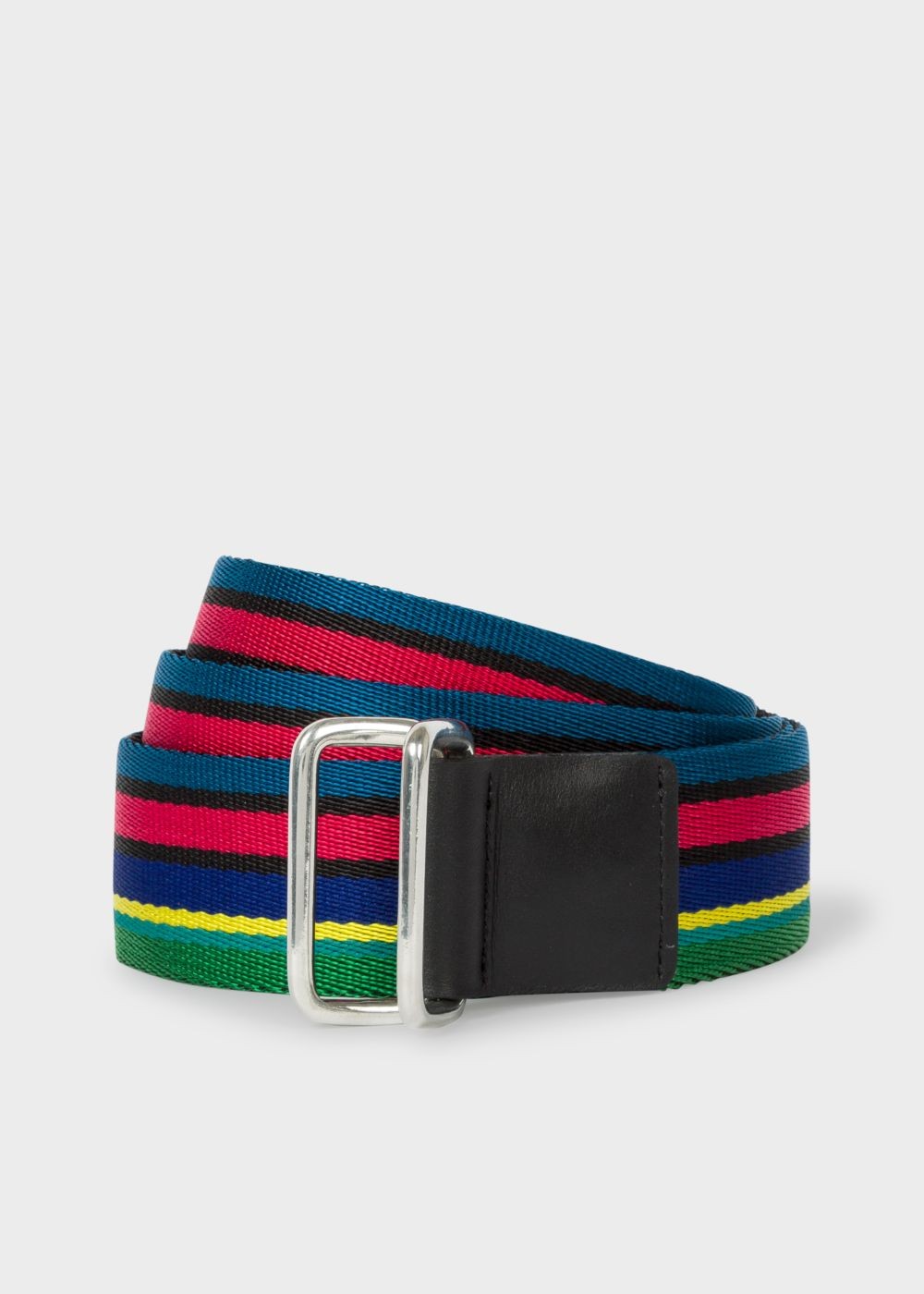 Paul Smith Men's 'cycle Stripe' Canvas Webbing Double-Buckle Belt