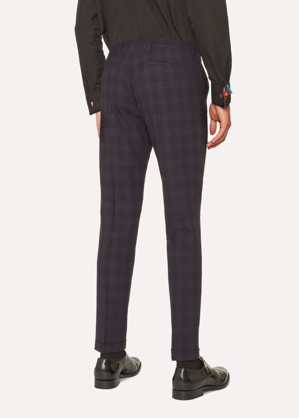 Paul Smith Men's Slim-Fit Purple And Black Jacquard Check Pants