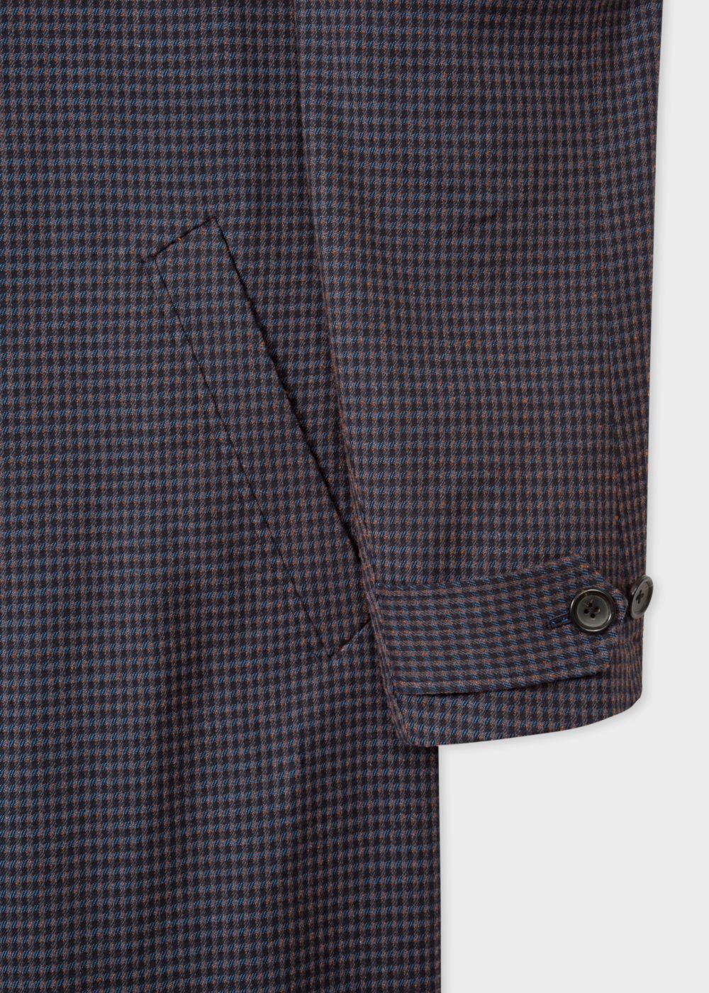 Paul Smith Men's Navy Houndstooth Cotton-Blend Unlined Mac Clothing