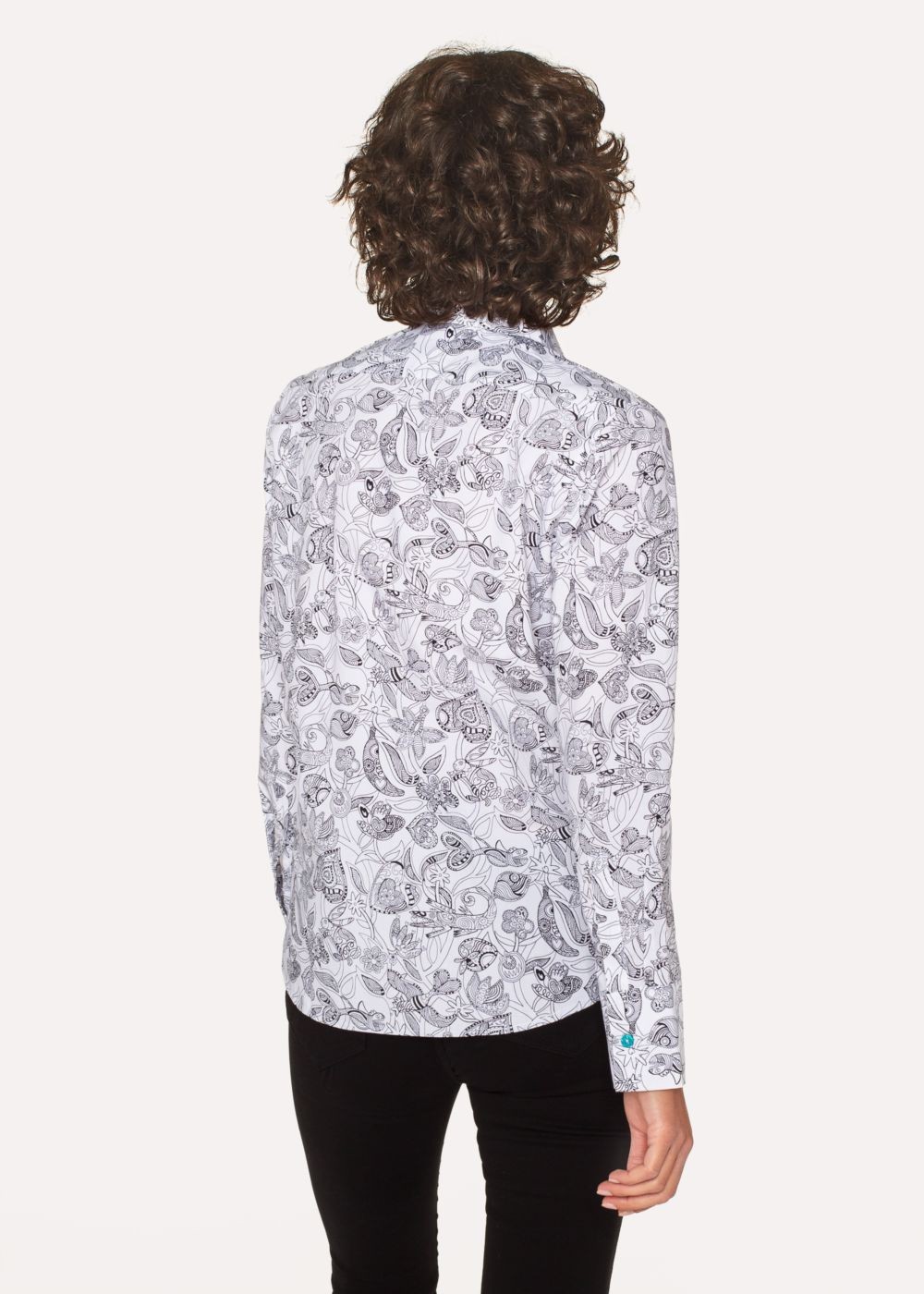 Paul Smith Women's White Cotton 'karami Line Drawing' Print T-Shirt