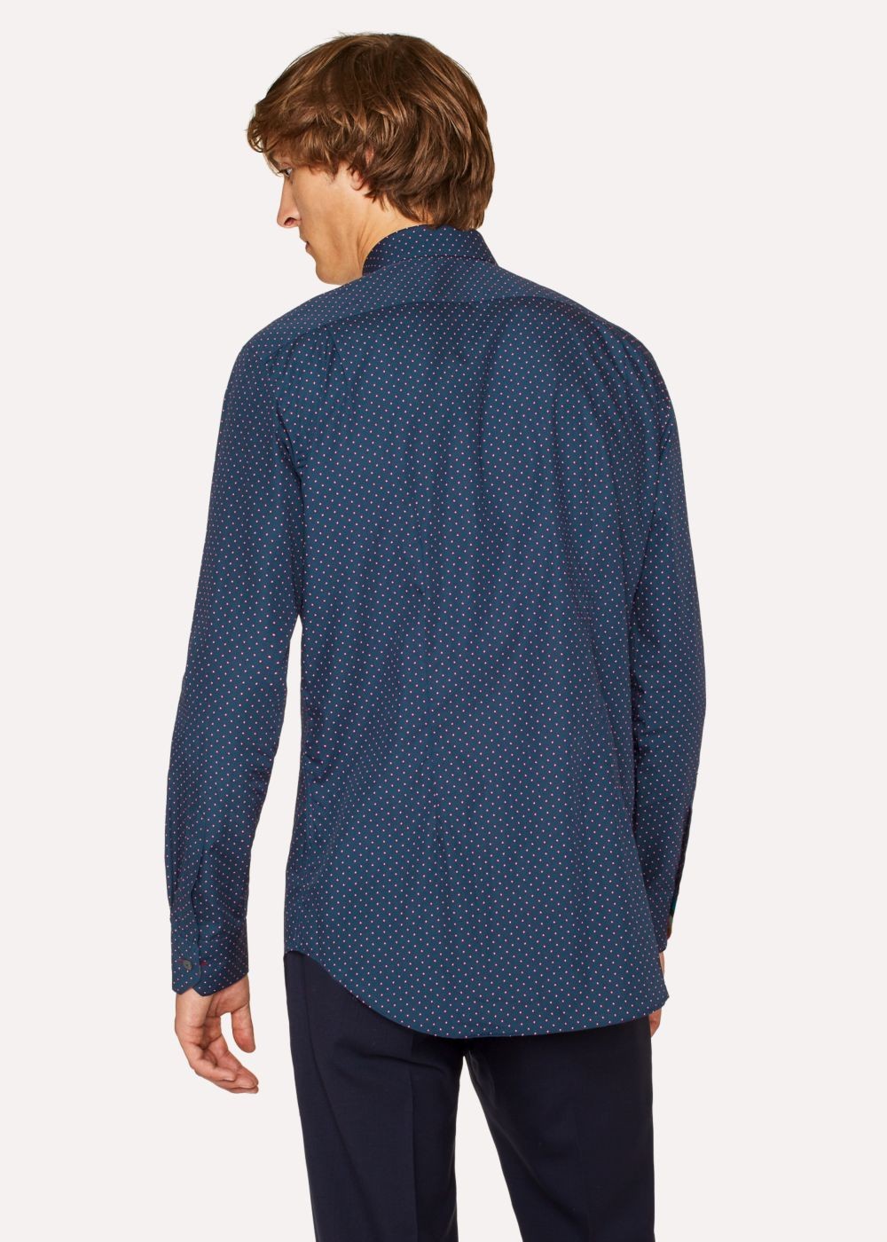 Paul Smith Men's Tailored-Fit Navy 'heart' Motif Cotton Tee With 'artist Stripe' Cuff Lining