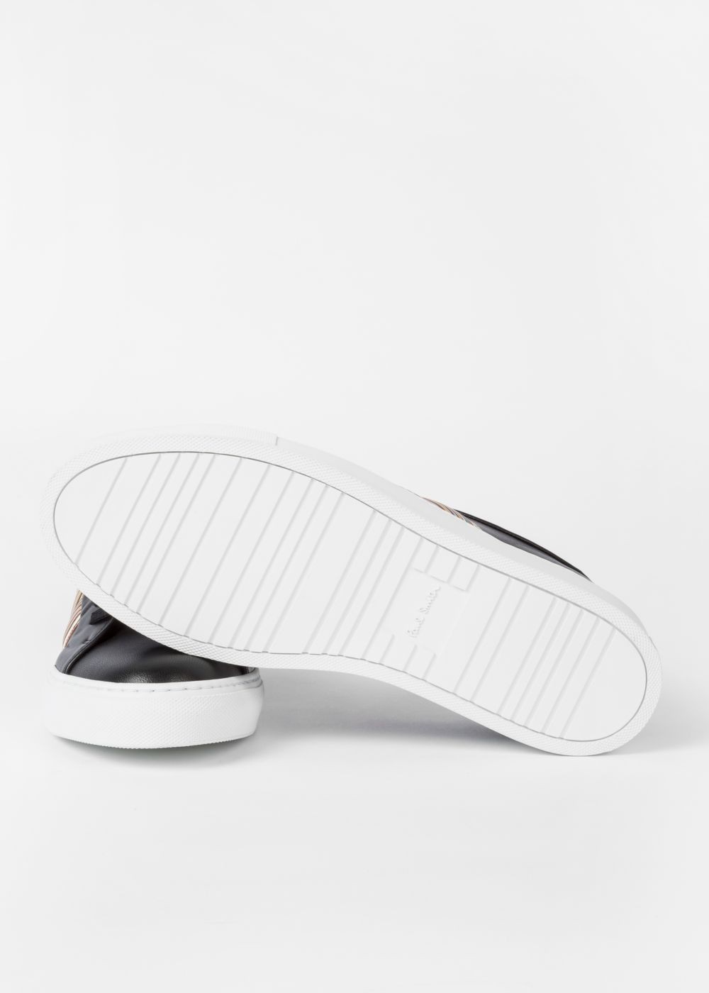 Paul Smith Men's Black Leather 'ivo' Sneaker With Signature Stripe Panels