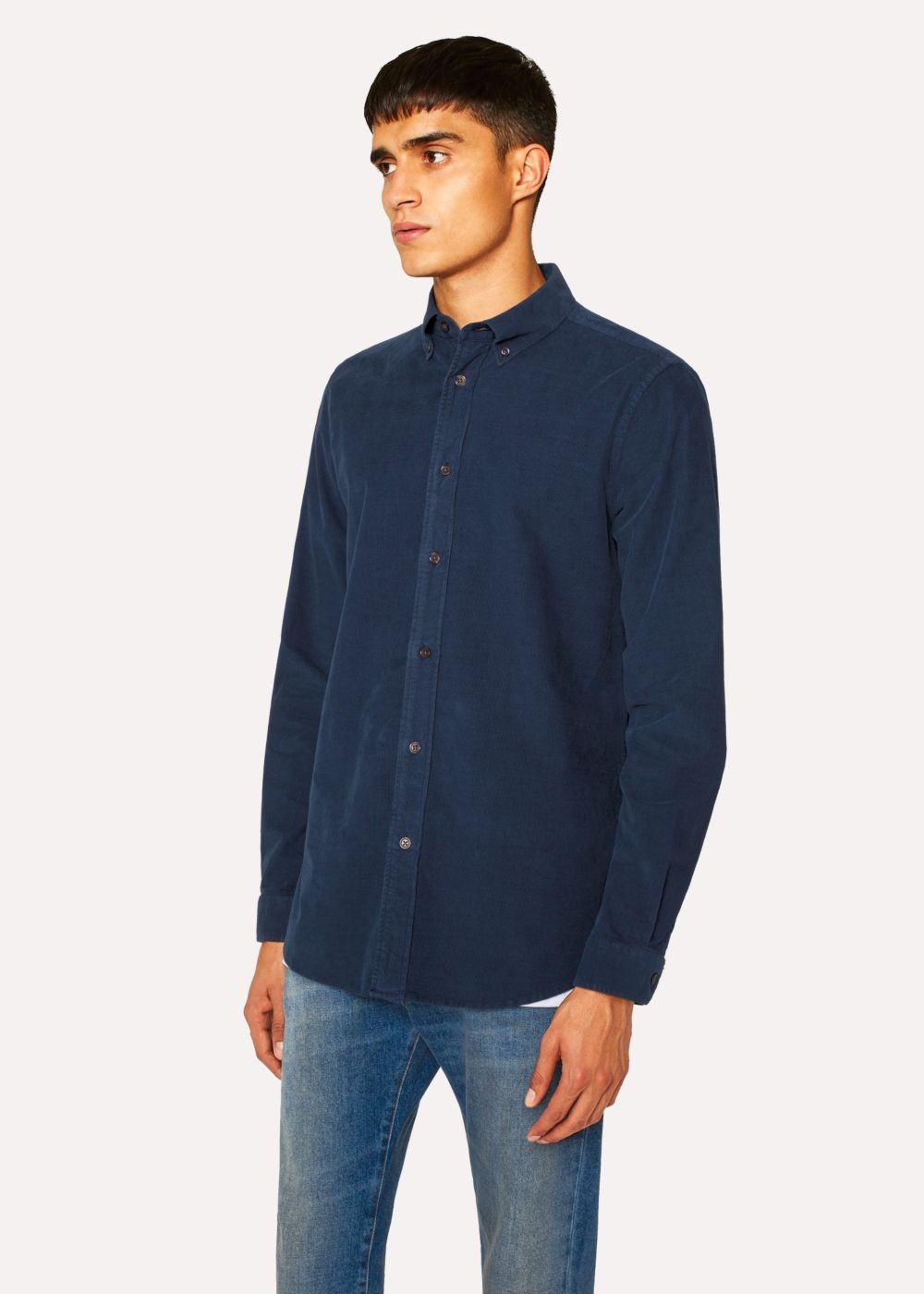 Paul Smith Mens's Tailored-Fit Navy Corduroy Tshirt
