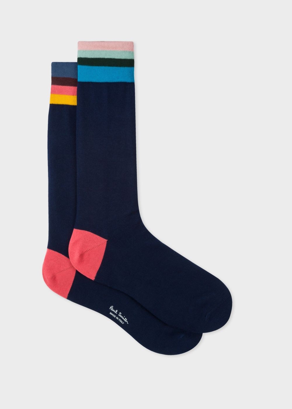 Paul Smith Men's Navy 'artist Stripe' Cuff Socks