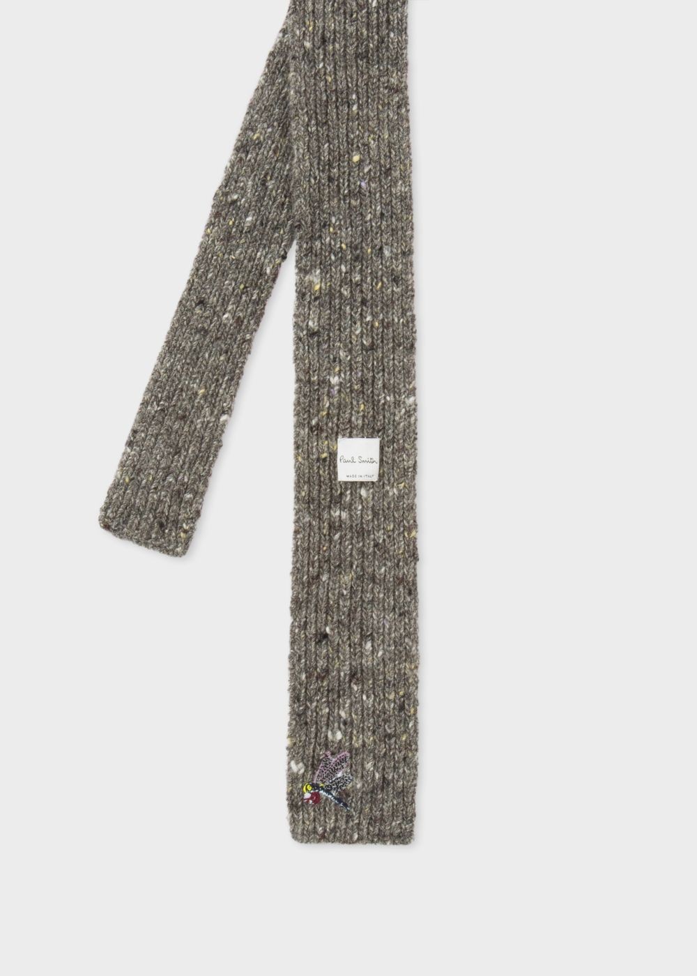 Paul Smith Men's Grey Flecked Knitted Wool And Cashmere Tie