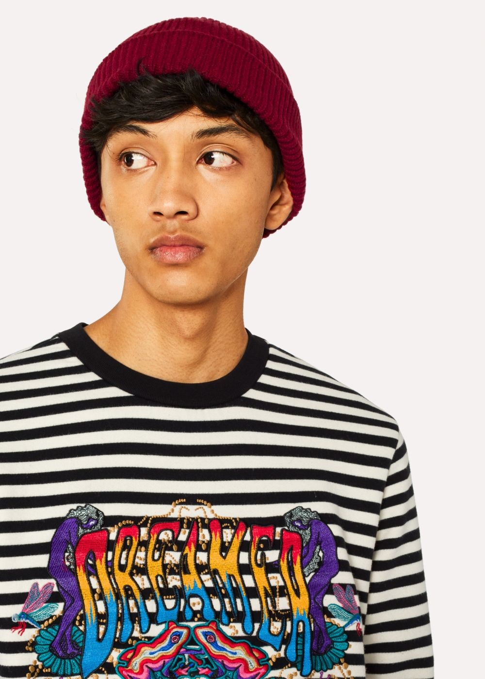 Paul Smith Men's Burgundy Cashmere-Blend Beanie Hat