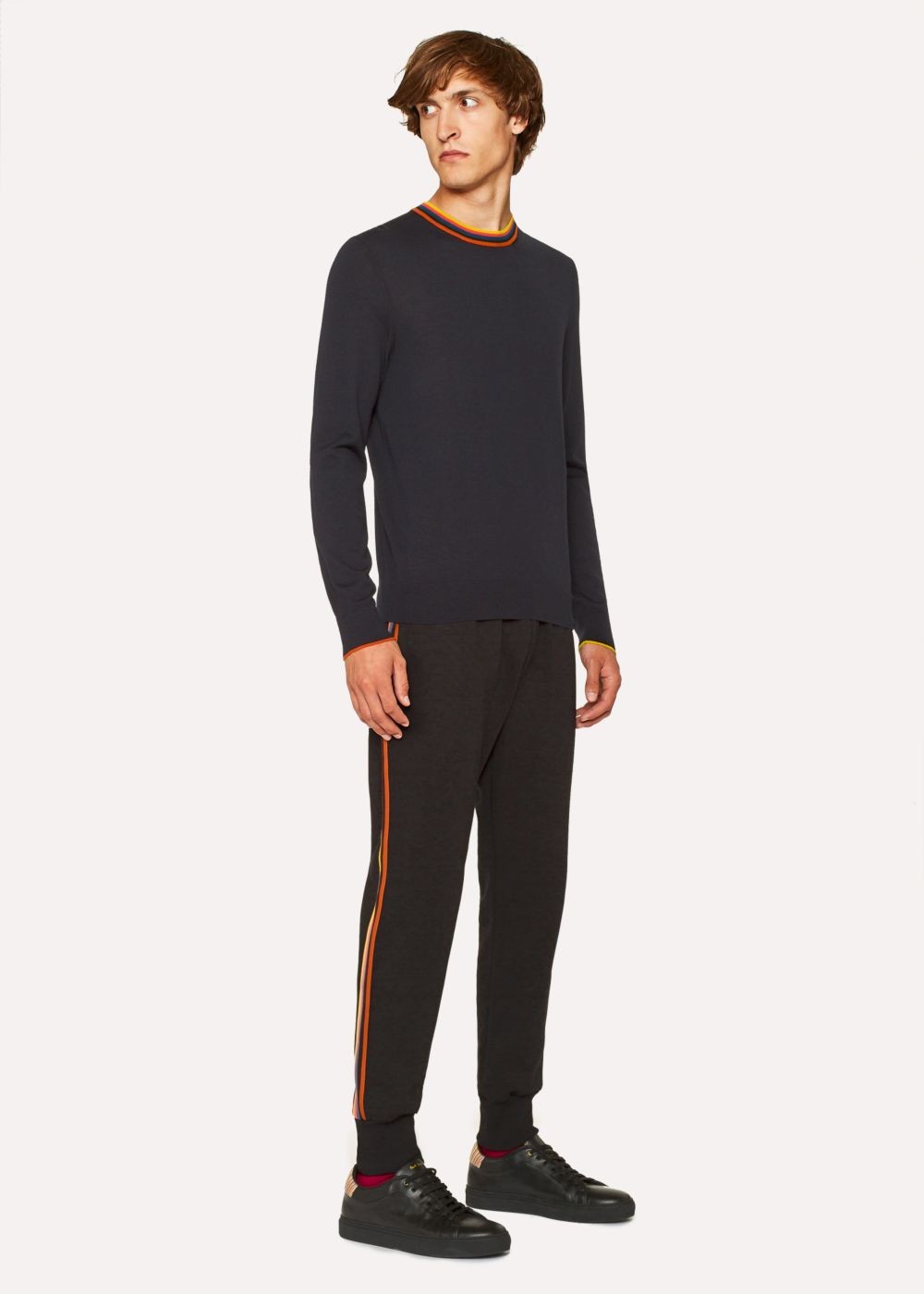 Paul Smith Mens's Navy Merino-Wool Sweater With 'artist Stripe' Collar