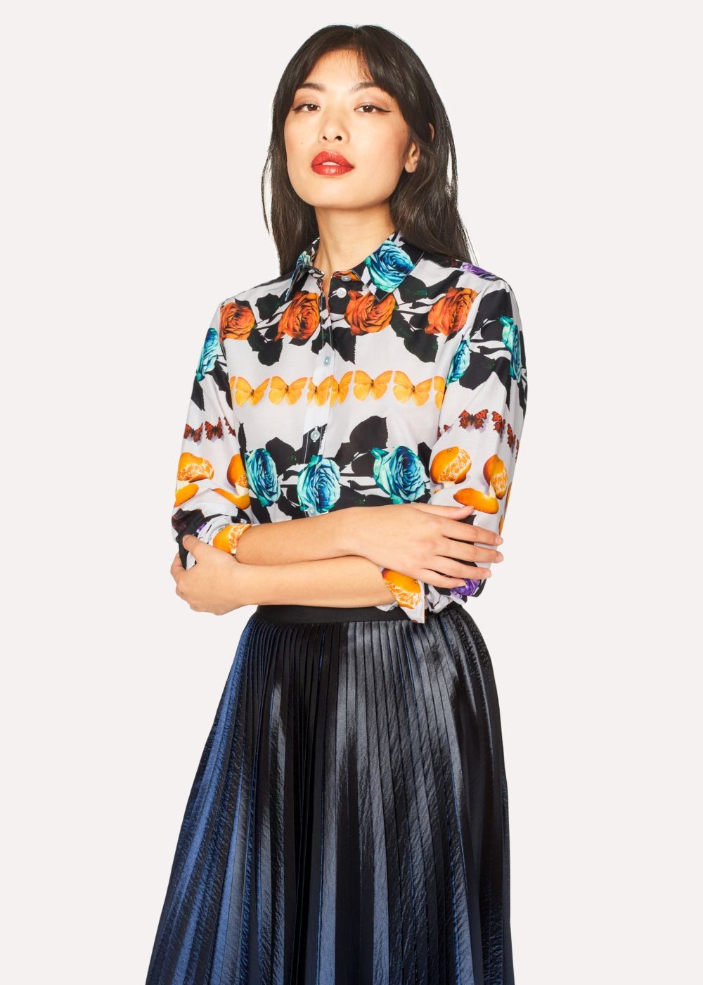 Paul Smith Women's 'still Life Stripe' Print Cotton Shirt