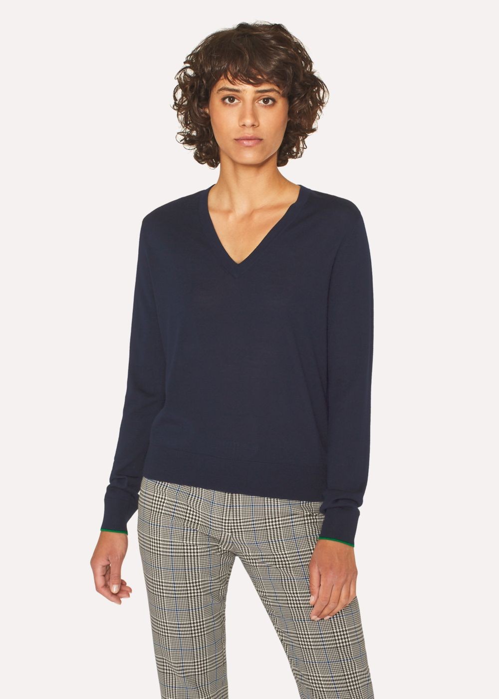 Paul Smith Women's Navy V-Neck Wool Sweater