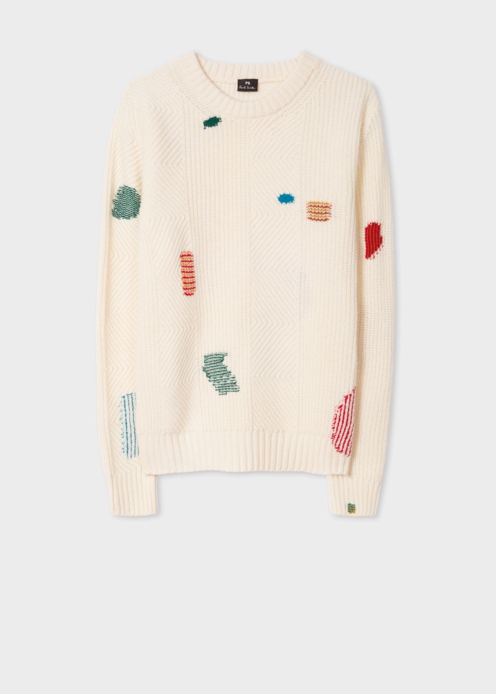 Paul Smith Women's Ecru Wool-Blend Ribbed Sweater With Darning Detail