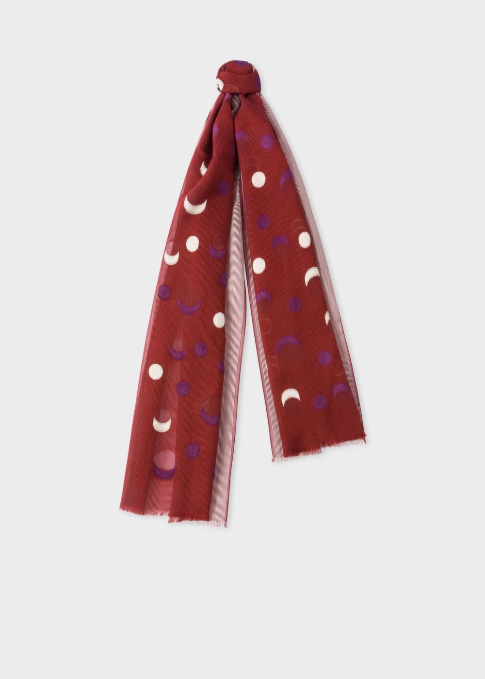 Paul Smith Women's Burgundy Fil Coupé Moon Pattern Cotton-Silk Scarf