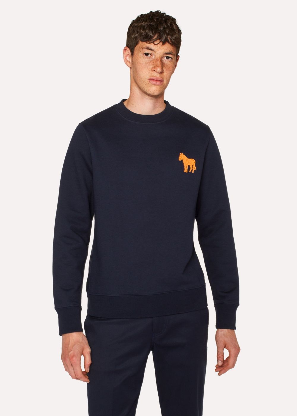 Paul Smith Men's Navy Organic-Cotton Embroidered Zebra Sweatshirt