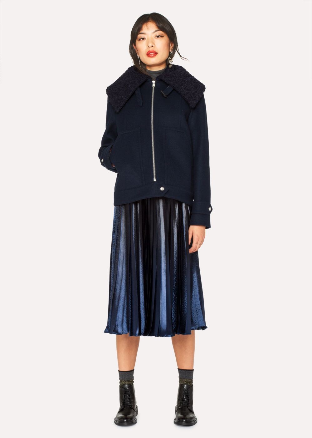 Paul Smith Womens's Navy Ombre Pleated Skirt