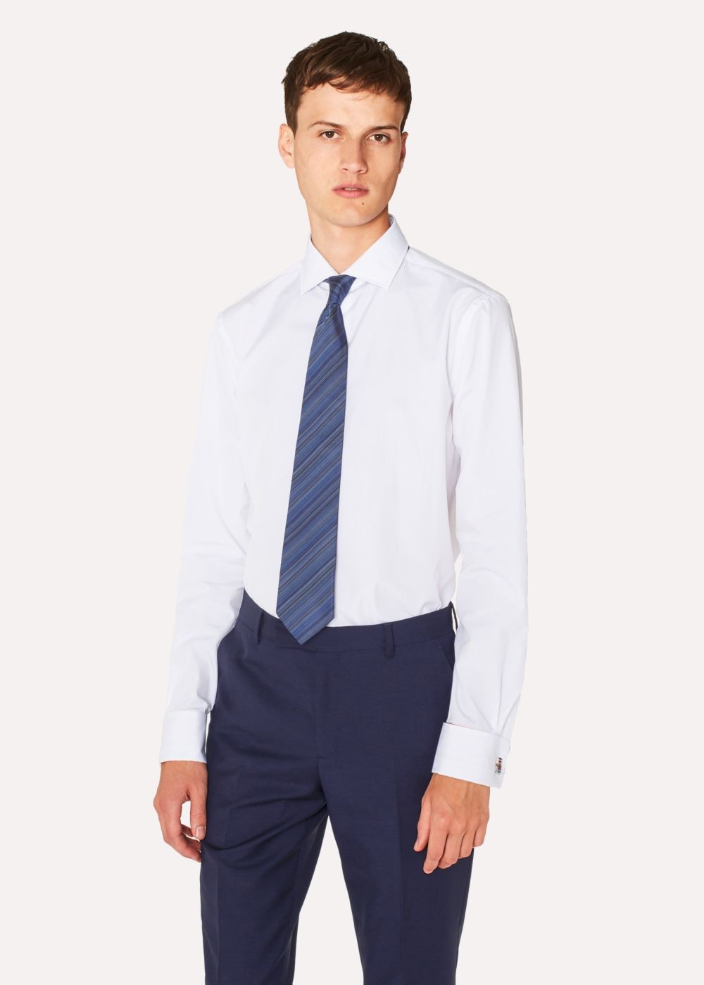 Paul Smith Men's Tailored-Fit White 'signature Stripe' Double Cuff TShirts