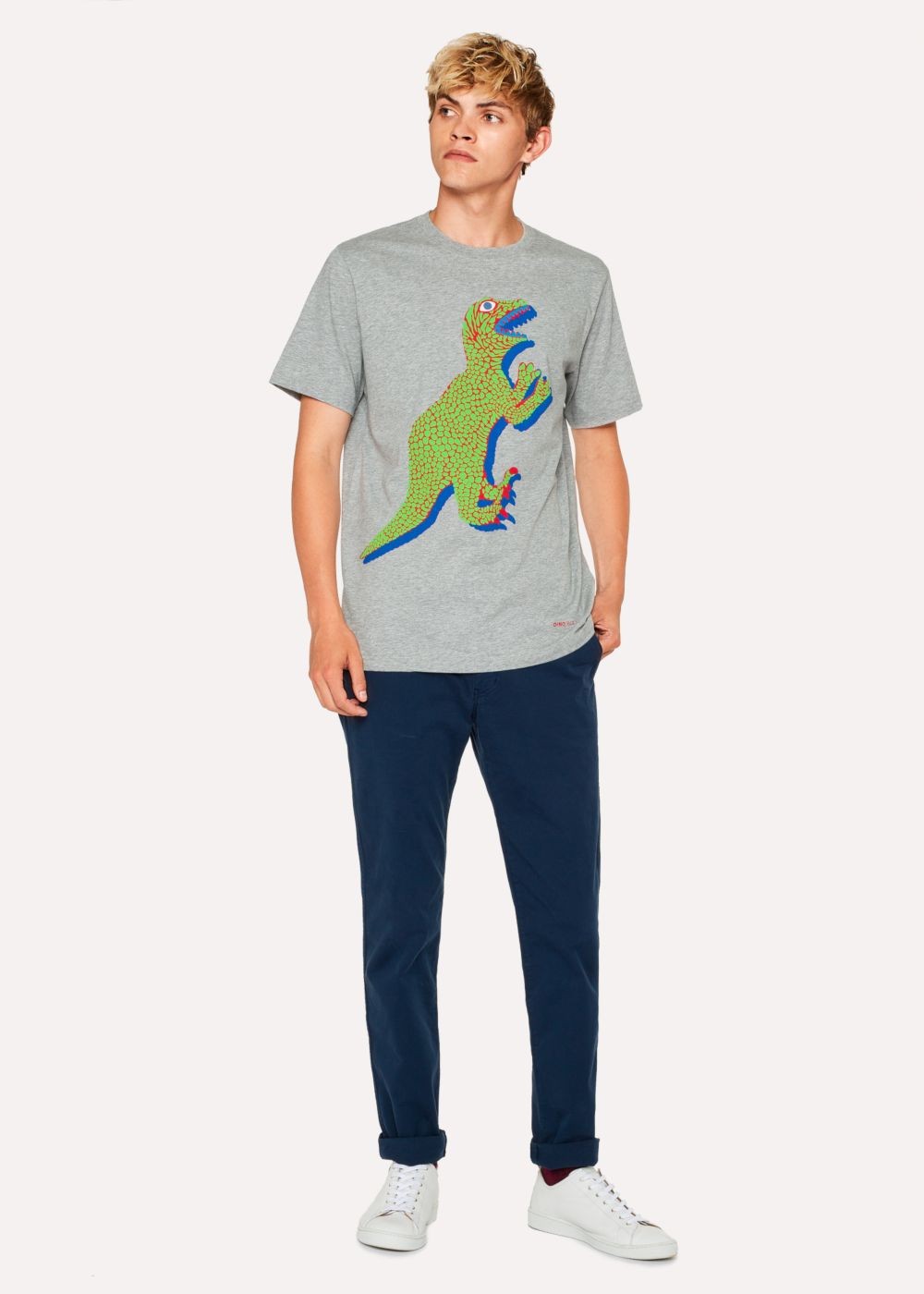 Paul Smith Men's Grey Large Green 'dino' Print Cotton T-Shirts