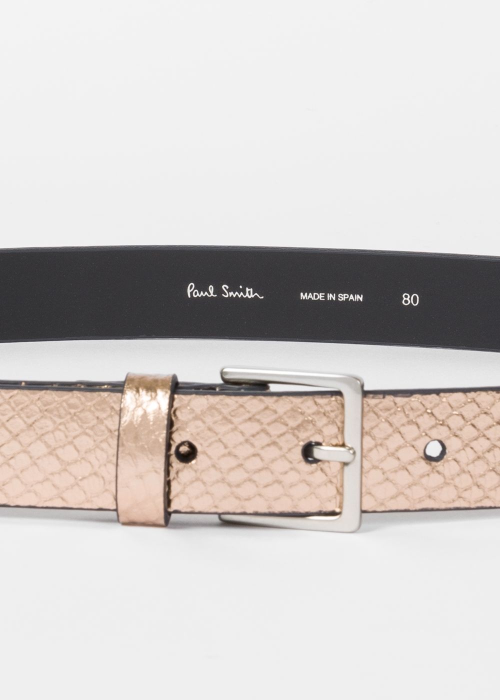 Paul Smith Womens's Gold Metallic Snake-Effect Leather Belt