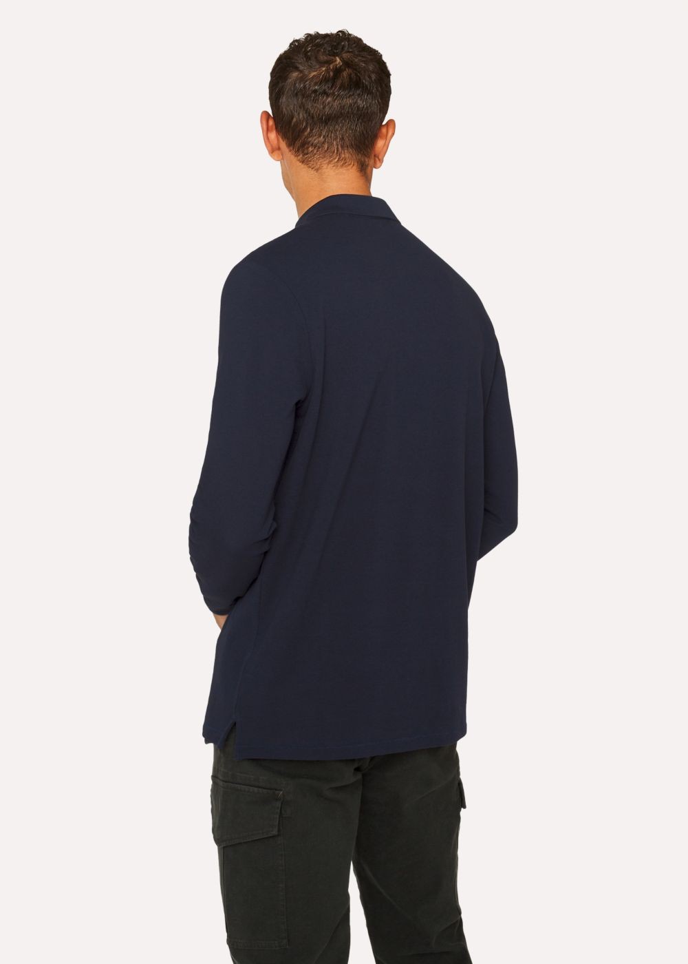 Paul Smith Mens's Navy Organic-Cotton Zebra Logo Long-Sleeve Polo Tshirt