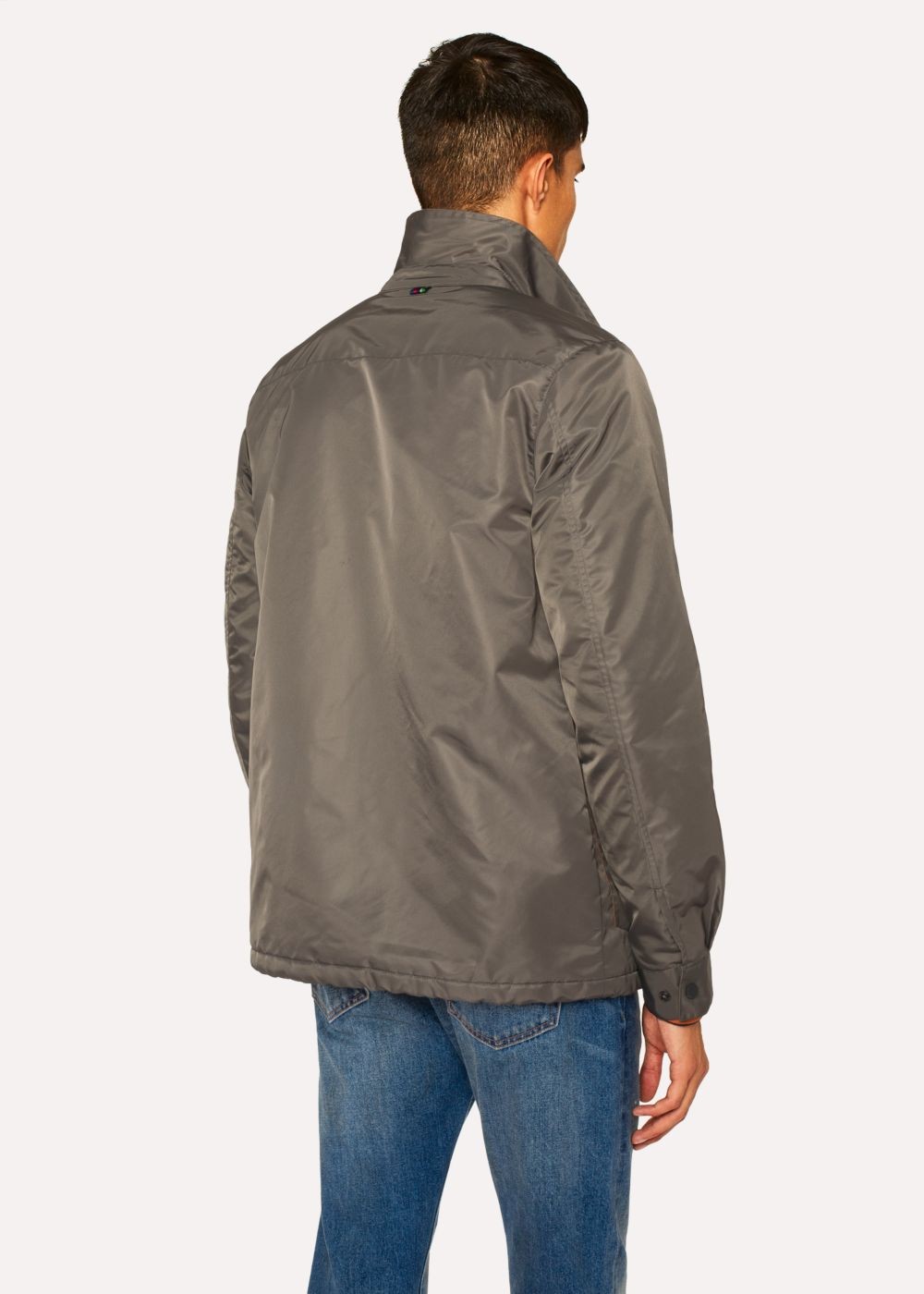 Paul Smith Mens's Khaki Work coat With Contrast Fleece Lining