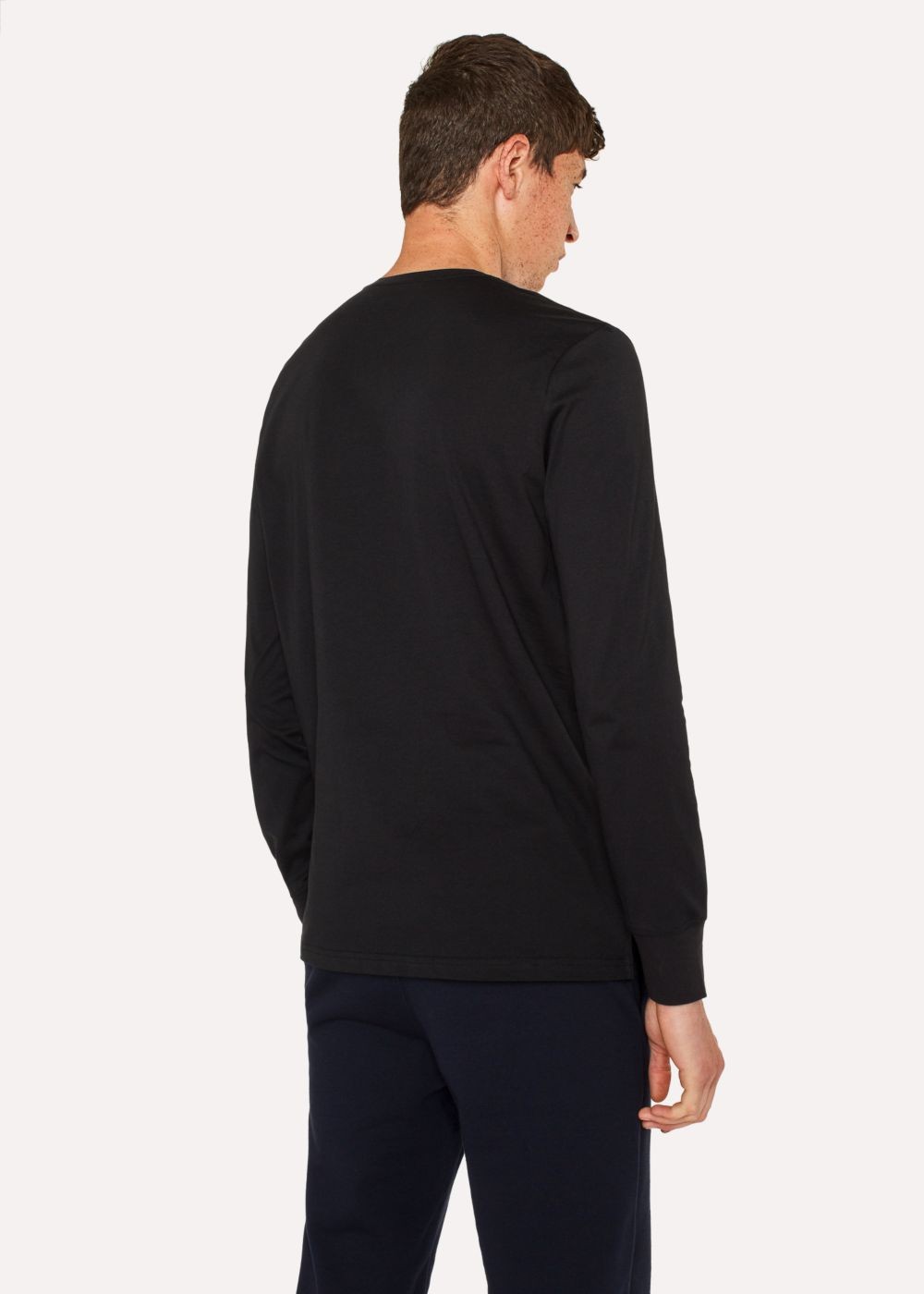 Paul Smith Men's Black Organic-Cotton Zebra Logo Long-Sleeve Tees