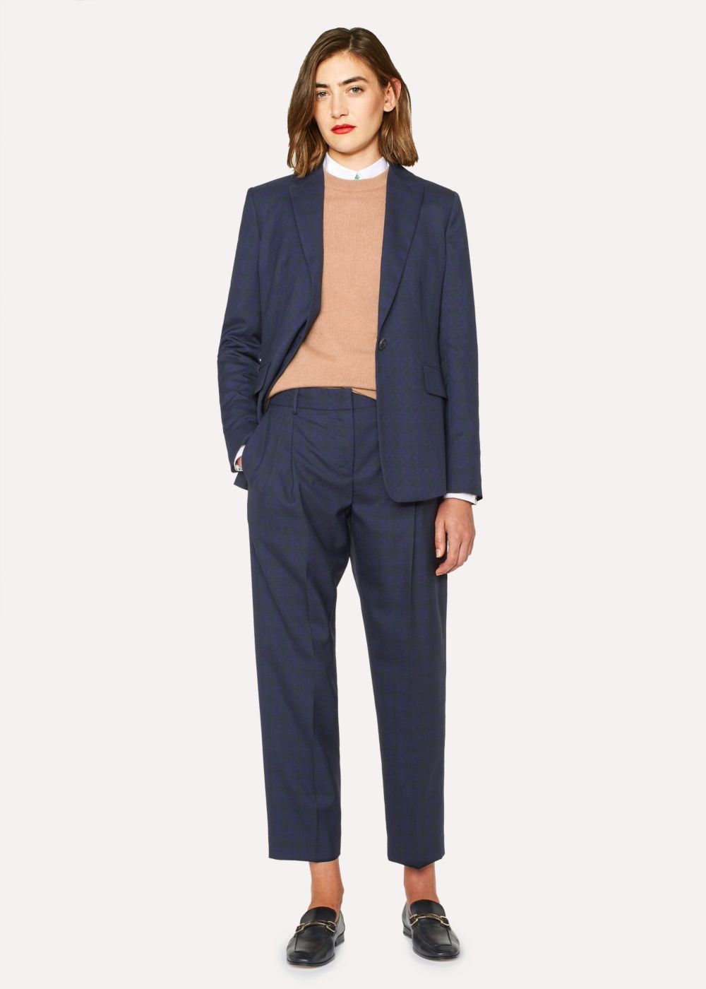 Paul Smith Women's Slim-Fit Blue Tonal Check One-Button Wool Suit