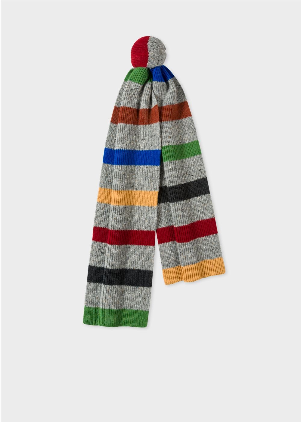 Paul Smith Mens's Grey Donegal Stripe Wool Scarf