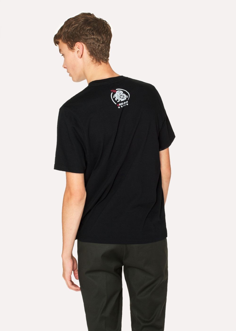 Paul Smith Men's Black Red Ear 'rabbit Logo' Print T-Shirts