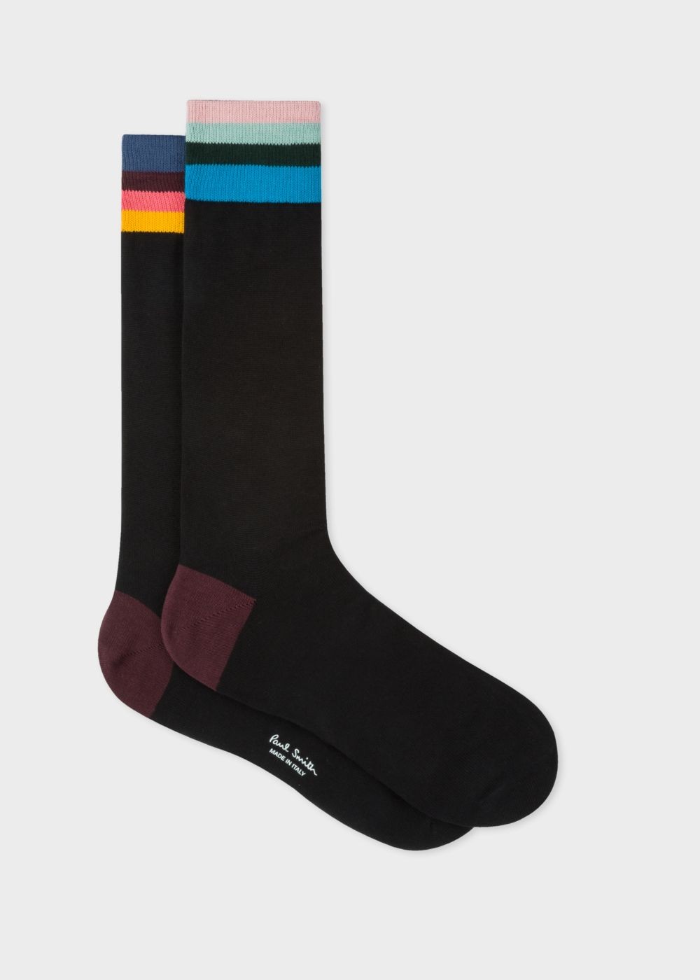 Paul Smith Mens's Black 'artist Stripe' Cuff Odd Socks