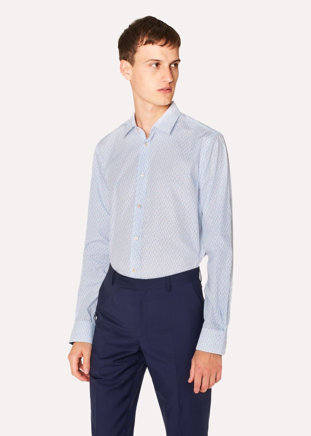 Paul Smith Mens's Slim-Fit White 'flamingo' Print T-Shirts With 'artist Stripe' Cuff Lining