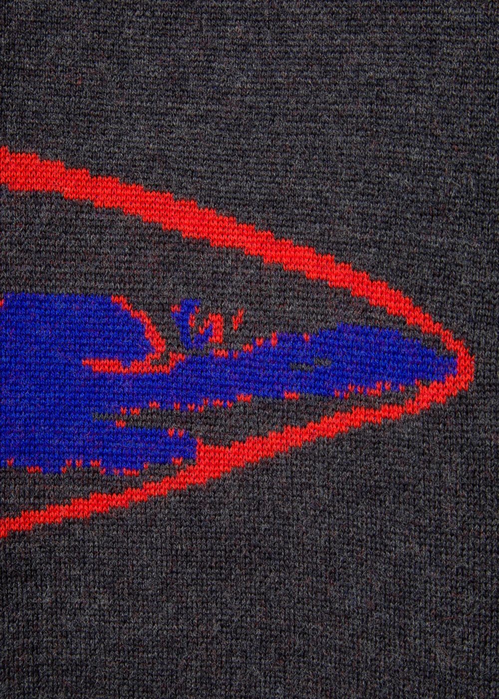 Paul Smith Men's Dark Grey Merino Wool Sweater With 'shark' Intarsia