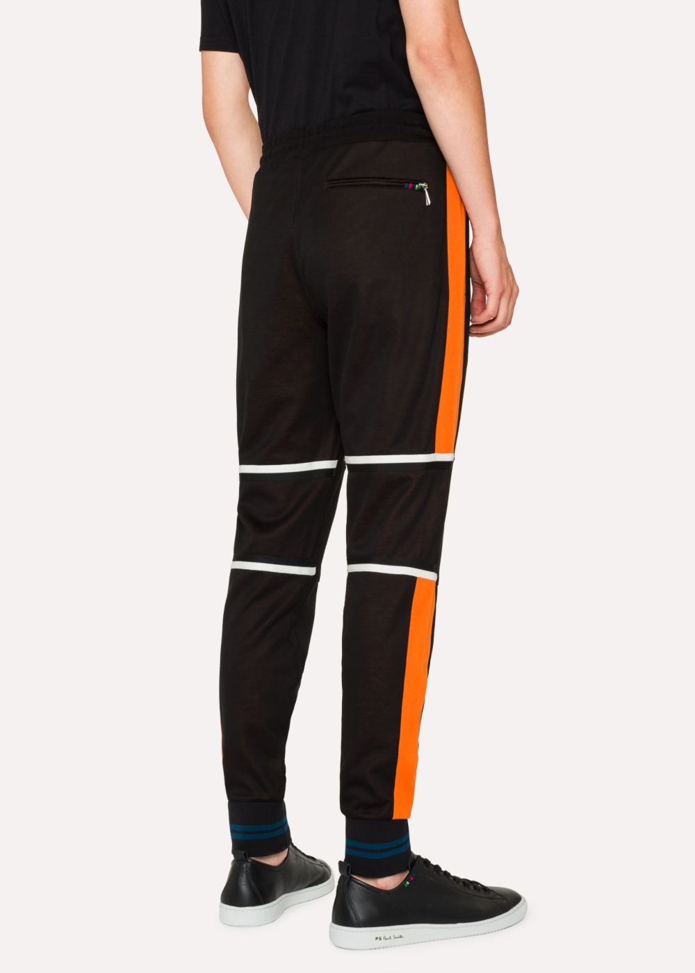 Paul Smith Mens's Black Colour-Block Panelled Cotton-Blend SweatPants