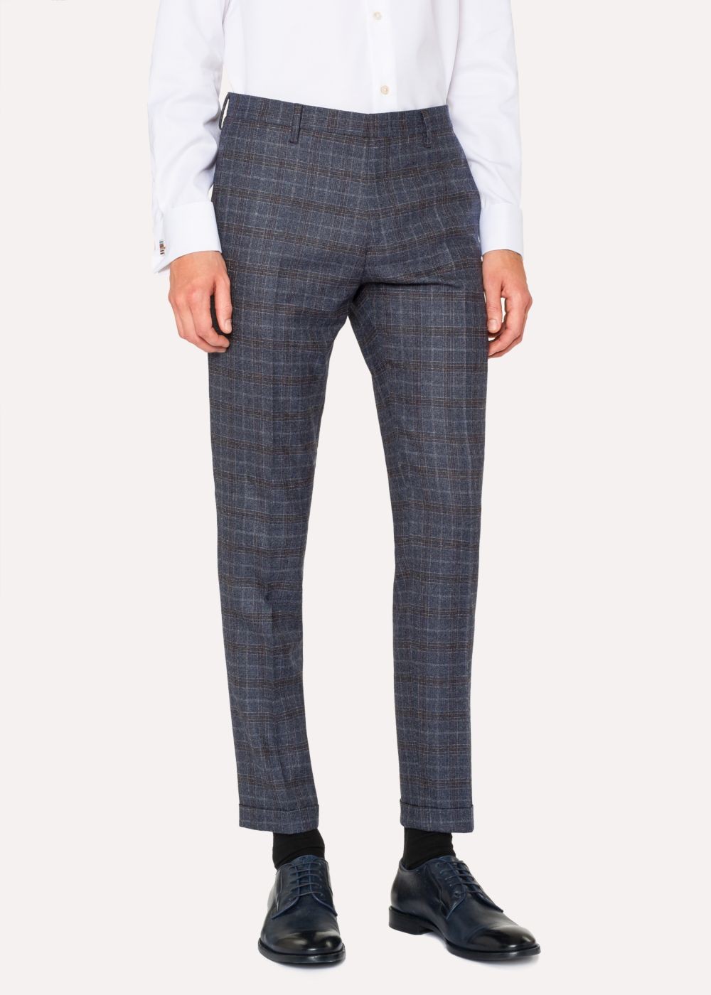 Paul Smith Men's Slim-Fit Blue Plaid Wool Pants