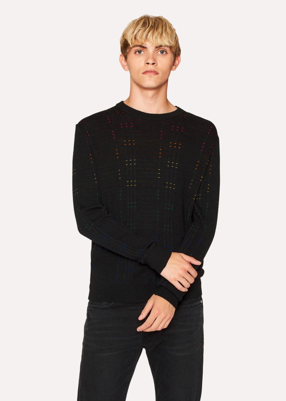 Paul Smith Men's Black Multi-Coloured Stitch Detail Sweater