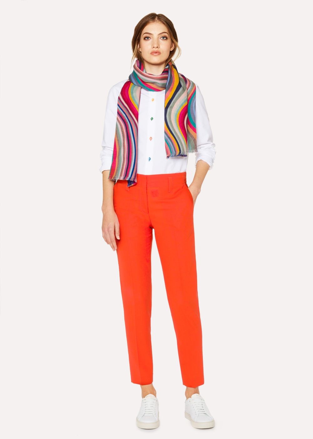 Paul Smith Lady's 'swirl' And Polka Dot Jacquard Double-Face Herringbone Scarf