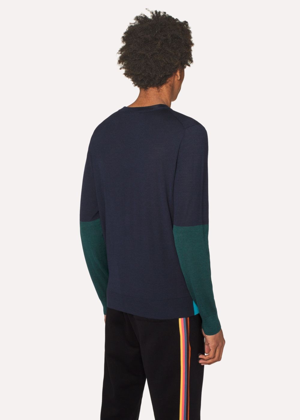 Paul Smith Men's Dark Navy Color-Block Crew-Neck Wool-Silk Sweater