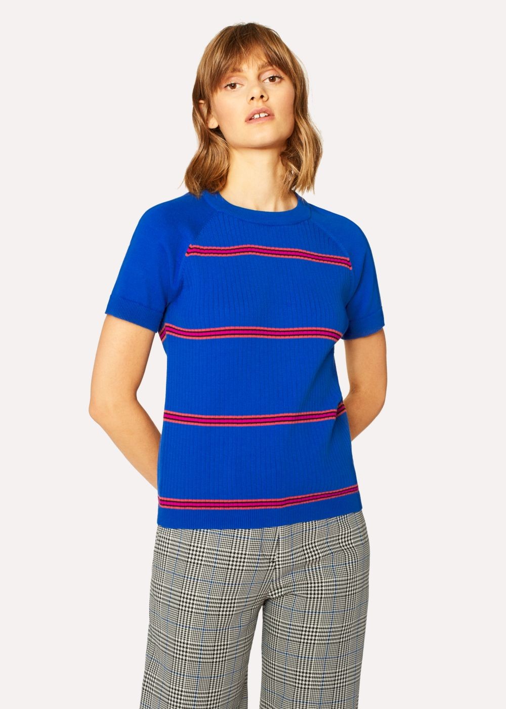 Paul Smith Women's Indigo Stripe Cotton Short-Sleeve Sweater