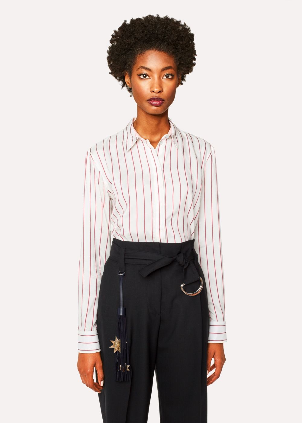 Paul Smith Women's Burgundy Stripe Silk T-Shirts