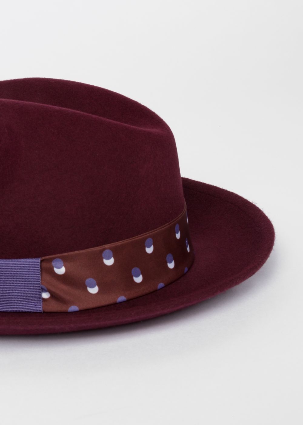 Paul Smith Lady's Burgundy Fedora Cap With 'eclipse Spot' Headband