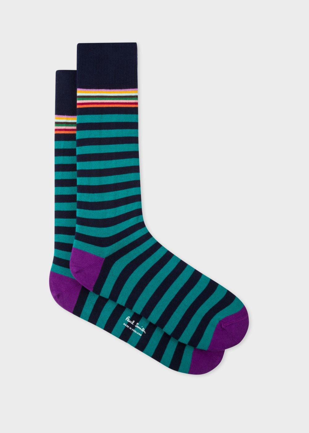 Paul Smith Mens's Navy And Teal Stripe Socks