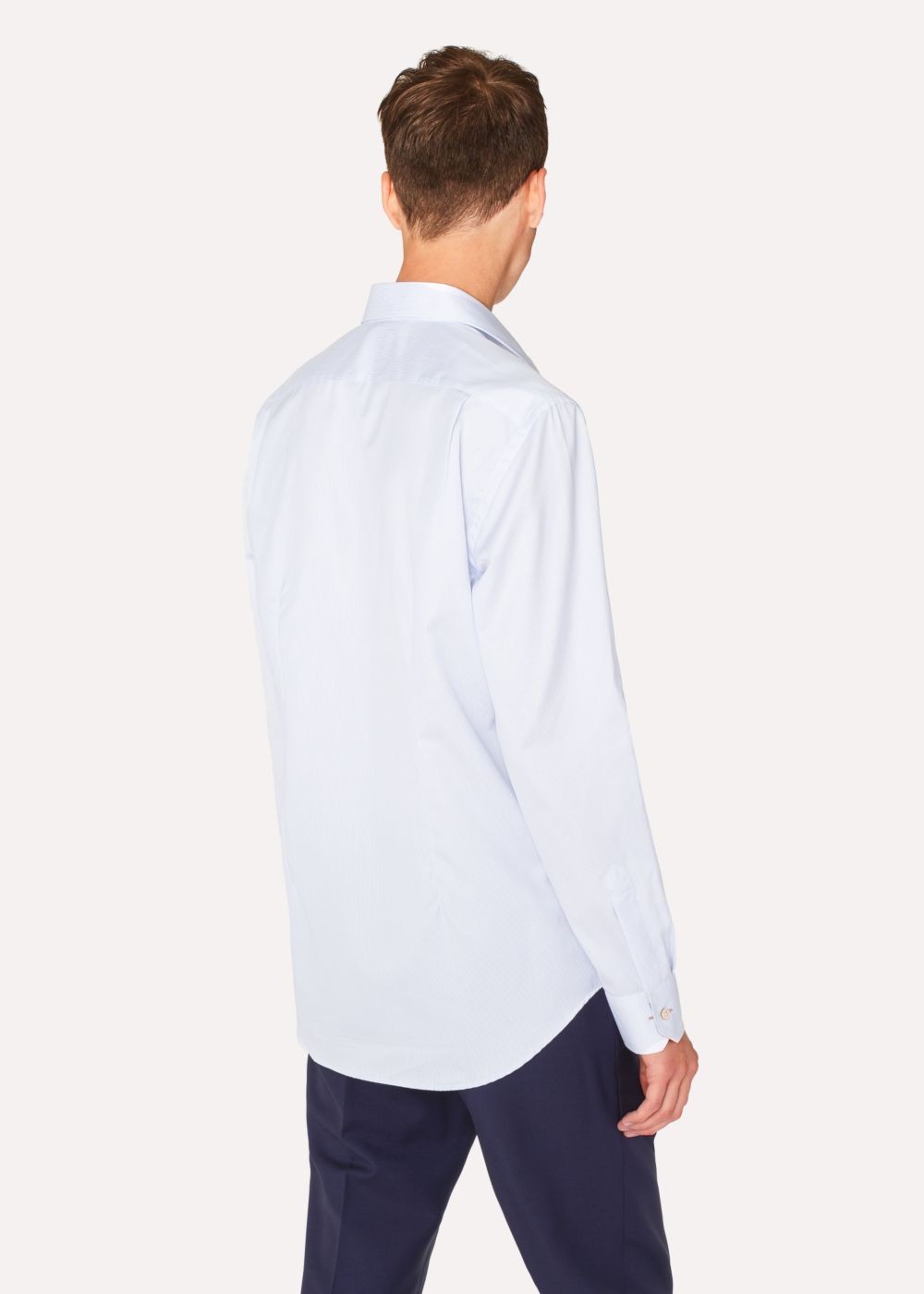 Paul Smith Mens's Tailored-Fit Light Blue Stripe Cotton Tee With 'artist Stripe' Cuff Lining