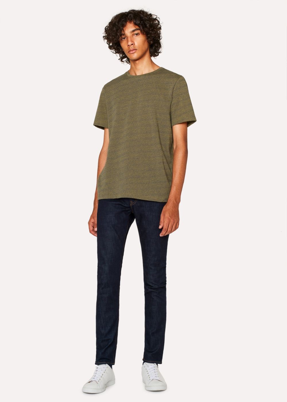 Paul Smith Men's Ochre And Petrol Blue Flecked Cotton T-Shirts