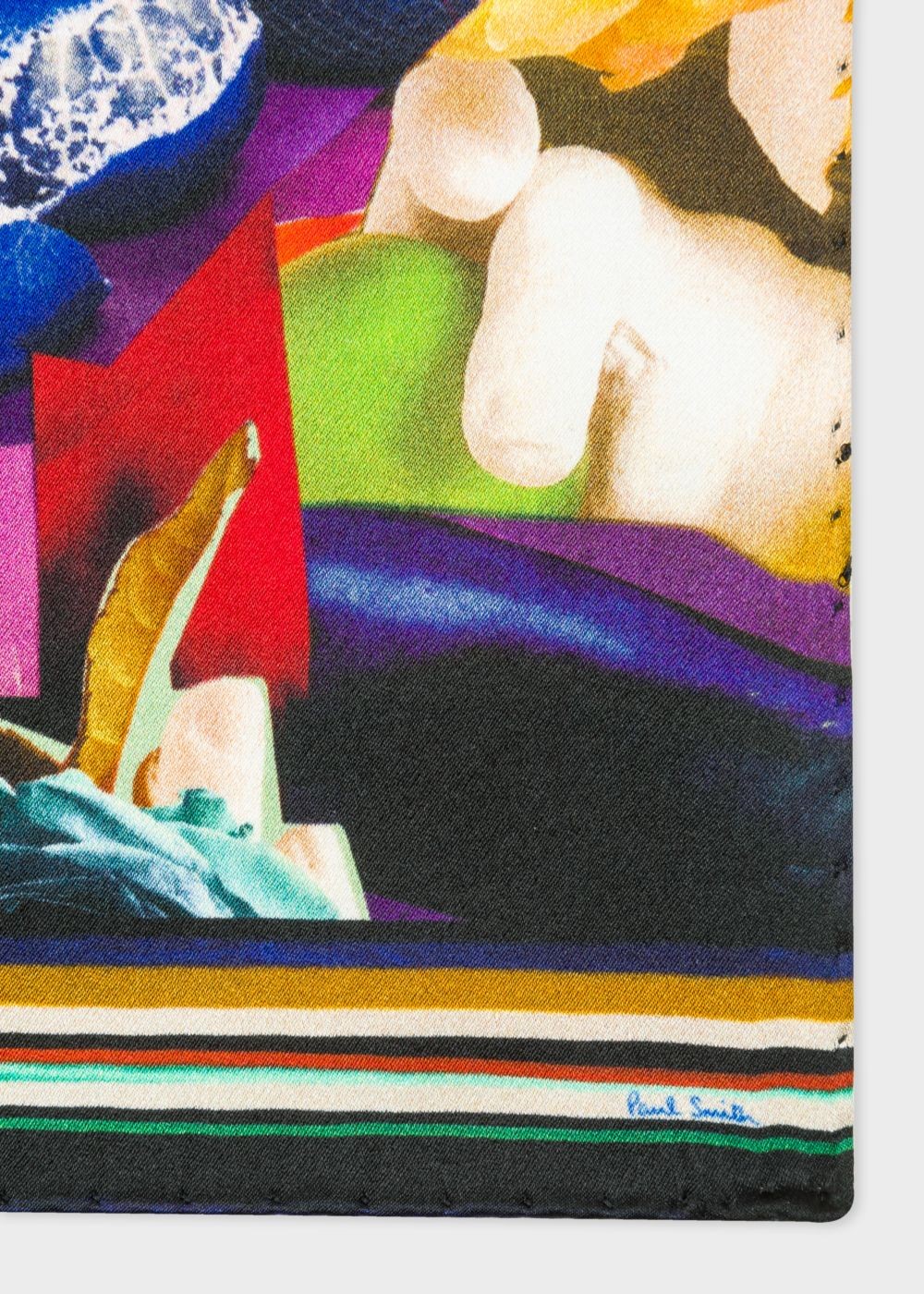 Paul Smith Men's Black 'rose Collage' Print Silk Pocket Square Accessories