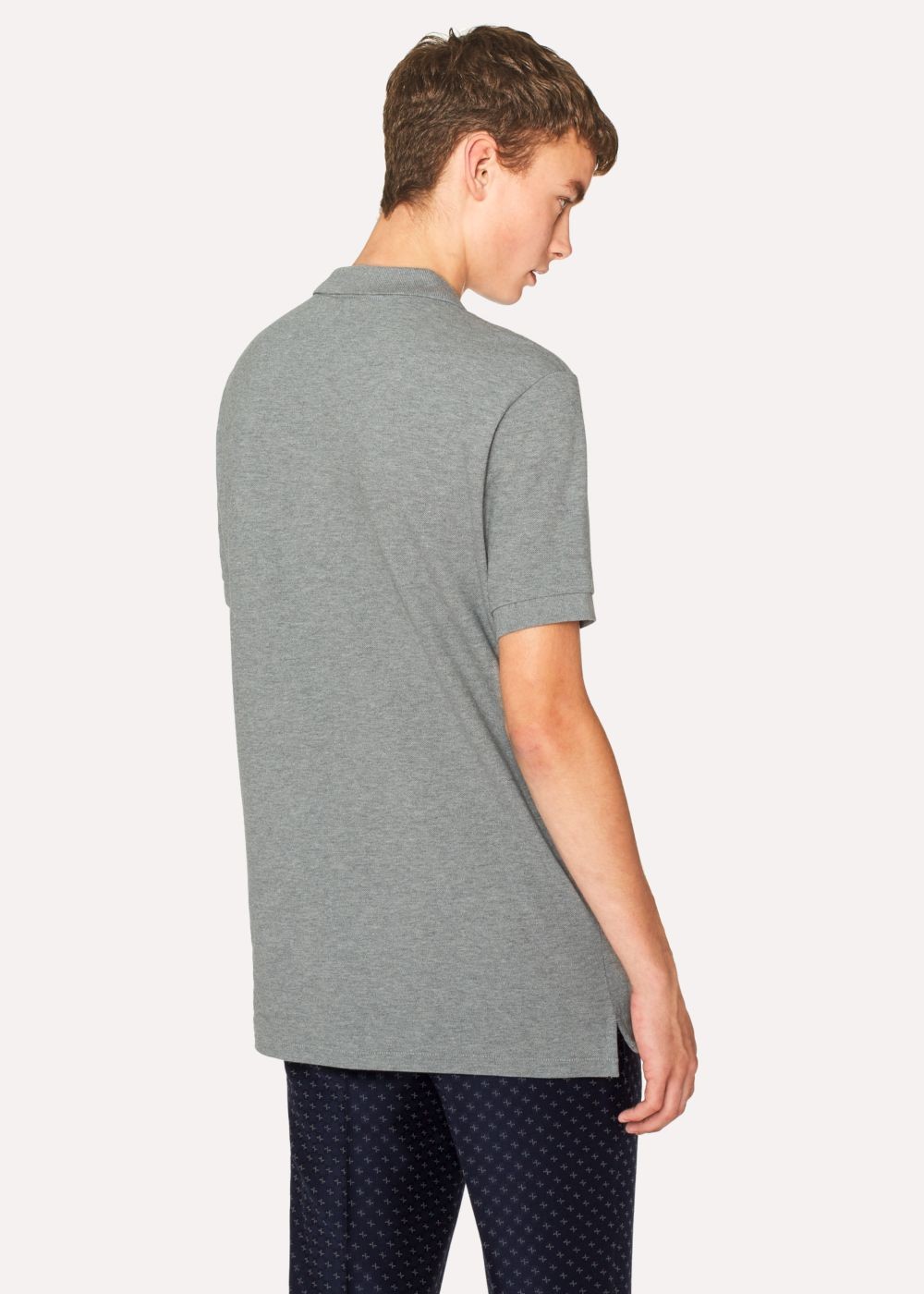 Paul Smith Men's Grey Marl Organic Cotton-Piqué Zebra Logo Polo T-Shirt