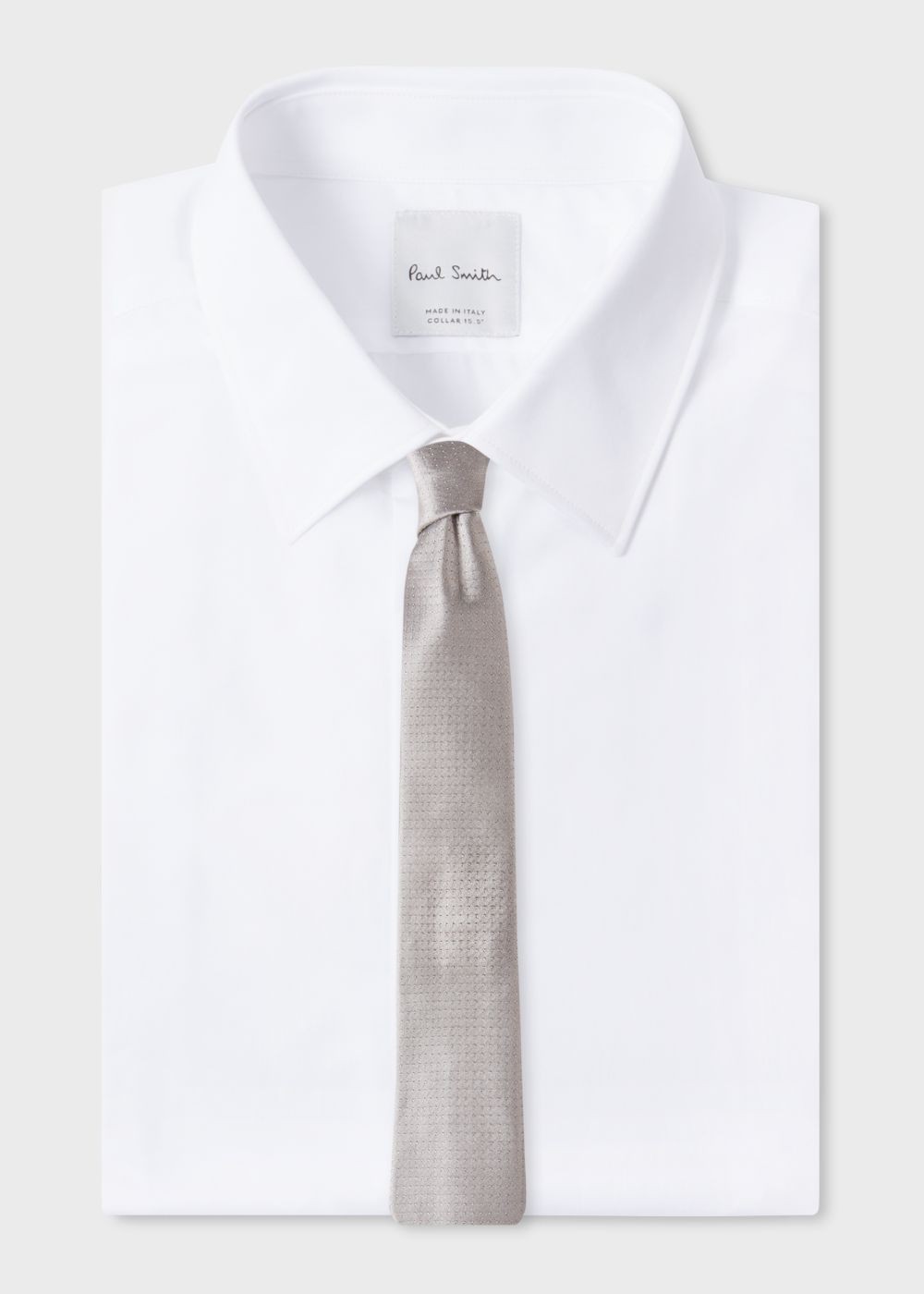 Paul Smith Men's Light Grey Mini Polka Dot Narrow Silk Tie