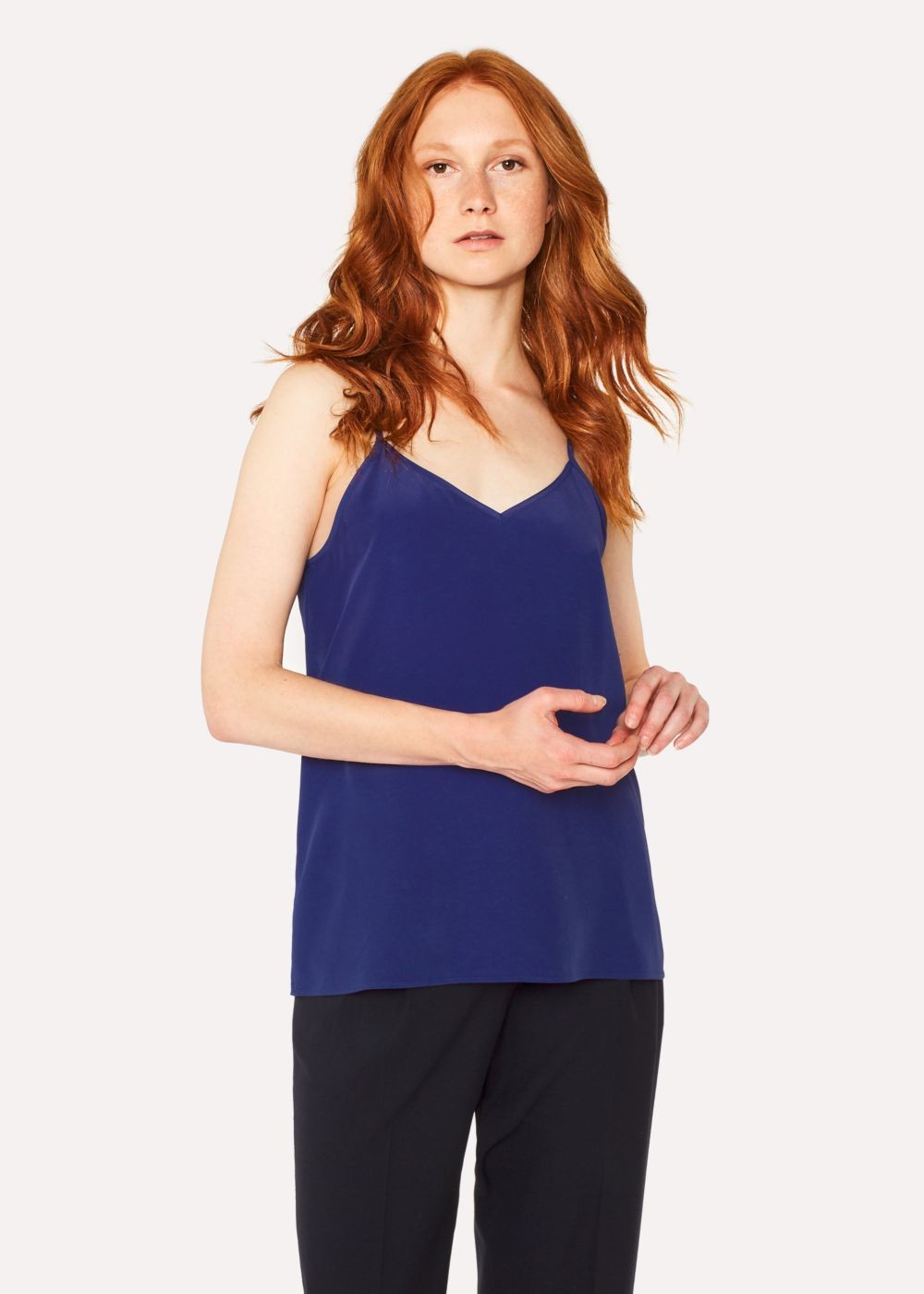 Paul Smith Lady's Blue Silk-Blend Cami Top