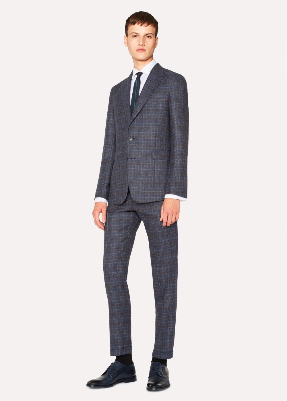 Paul Smith Men's Slim-Fit Blue Plaid Wool Pants